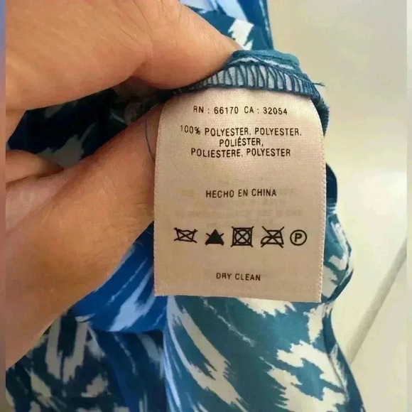 Anthropologie Maeve Frequencies Blue White Ikat Oversized Shirt Mini Dress Small - Picture 6 of 10